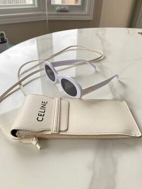 Celine Leather Sunglass Crossbody Bag with a white color sunglasses